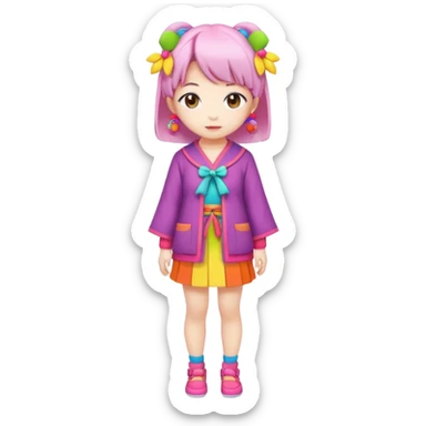 Kawaii woman Japanese full body sticker
