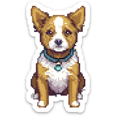 Toto the dog from Wizard of Oz, highly pixelated, front-facing pose sticker