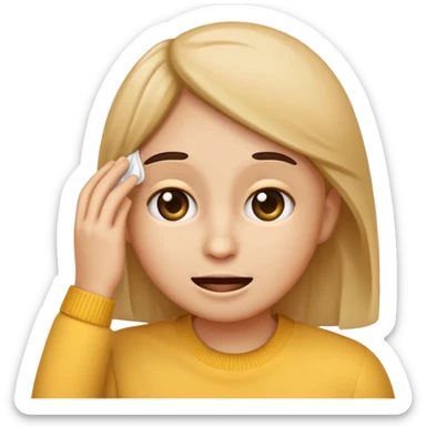 emoji character wiping brow looking relieved with the word 'phew' nearby sticker