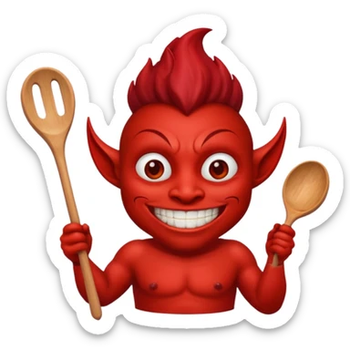 Cooker like demon with a smile and wooden spoon sticker