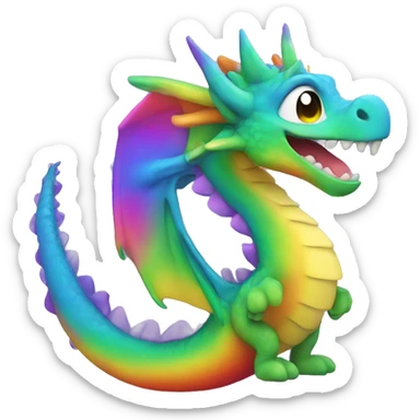 Rainbow adopt me dragon with spiral shell sticker