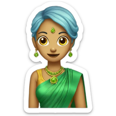 Aliens wearing saree sticker