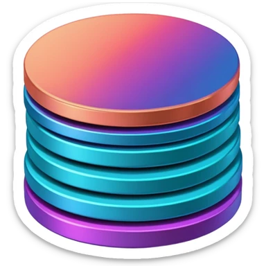 Stack of coins in gradient of turquoise, blue, pink, purple, and coral color sticker