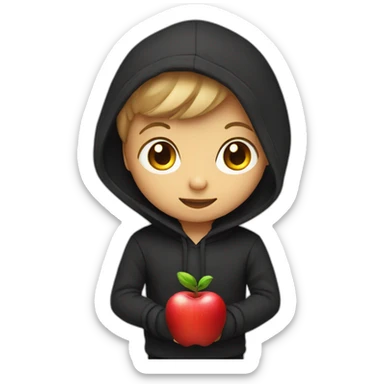 red apple with black hoodie sticker