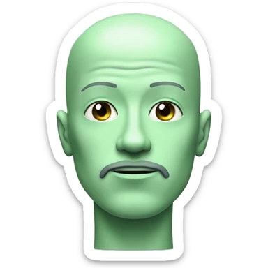 Pastel green bald male cyborg head with goatee sticker