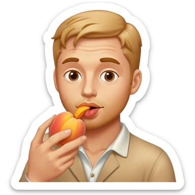 White Man kissing and eating a cream peach in hand sticker