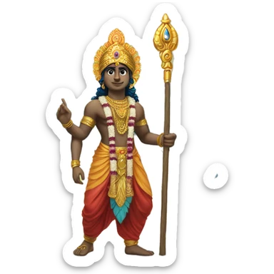 Lord murugan with blupeacock and vel staff  sticker