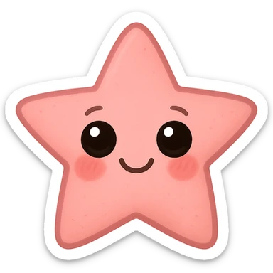 a new cute pink emoji, star-shaped, big eyes, smiling, blushing cheeks sticker