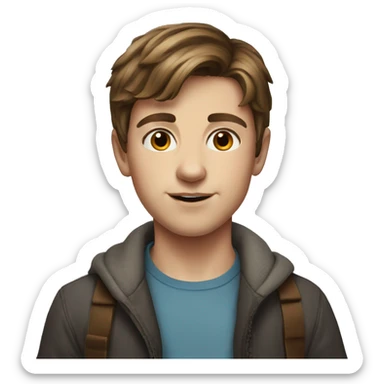 realistic portrait of brown-haired boy sticker