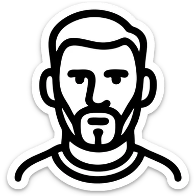simplified Messi face icon, Airbnb category style, just outline and key feature, very thick lines, no text sticker