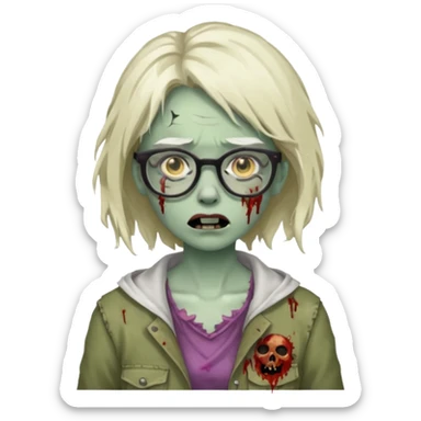   zombie girl with glasses sticker