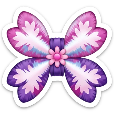 white sakura flower with a bow and tie-dye petals sticker