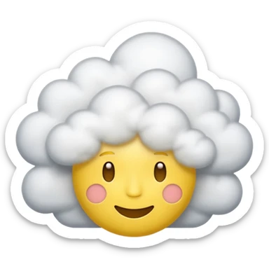 clouds spinning around the head of a yellow face emoji that looks spaced out sticker