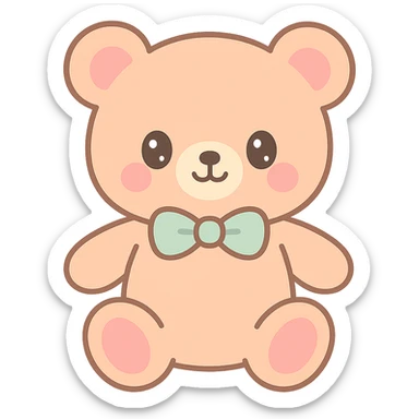 cute baby toy plush teddy bear soft pastel colors simple design sticker