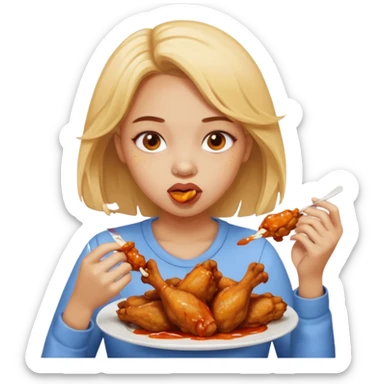 girl eating wings sticker