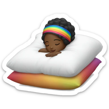 Black girl with rainbow bonnet on sleeping on pillow  sticker