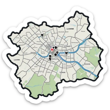 Map of the county luxembourg in black sticker