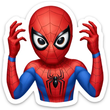 A man with a costume with spider man ability’s  sticker