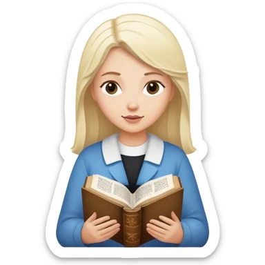 white blonde woman reading Bible sticker