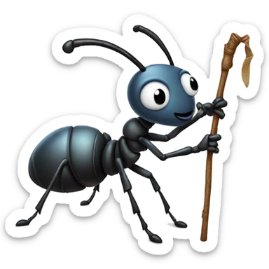 ant with bindle on a stick sticker