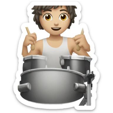 teenager with white skin and short hair playing drums sticker