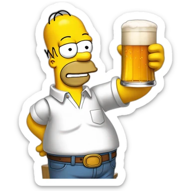 Homer Simpson qui boit une bière avec mario sticker