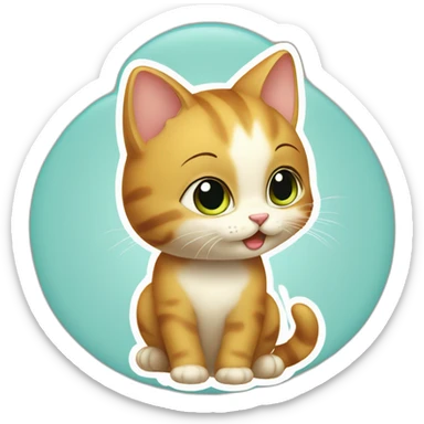 un bébé chat sur une tortu sticker