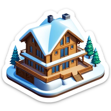 luxurious ski lodge isometric sticker
