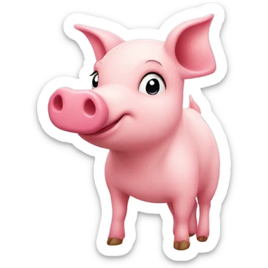 A pink delfin mixed with a pig sticker