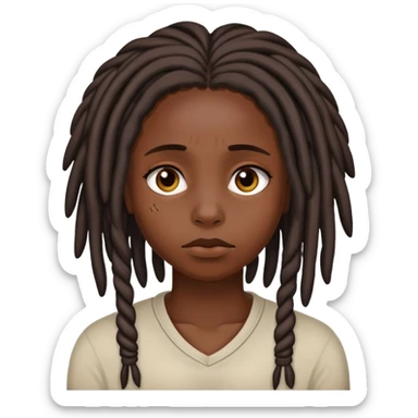 Darkskin black girl with locs sad sticker