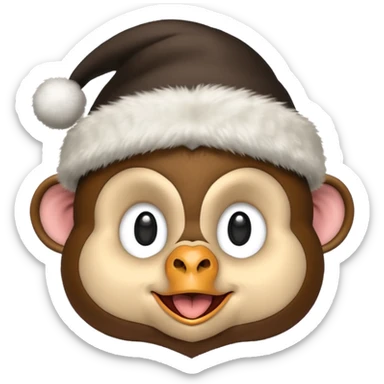 Make a monkey head wear a penguin hat sticker