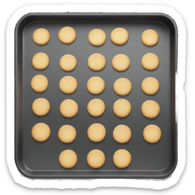 Realistic metallic black baking pan with white cookies inside. sticker