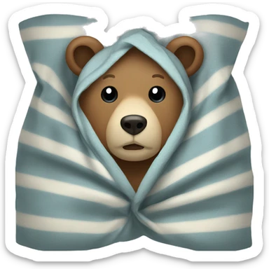 A bear wrapped in a blanket sticker