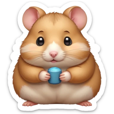 Cute chubby cartoon-style hamster blushing, shy expression. Painterly shading, white background, sticker-style illustration sticker