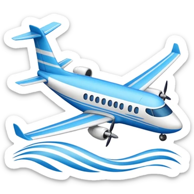 travel-themed emoji for AsiaLuxe Travel with blue wavy lines and a small airplane sticker