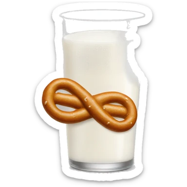 A glass of milk with a pretzel sticker