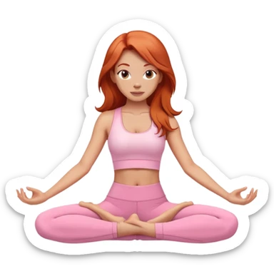 long red headed yoga girl light pink clothes  sticker