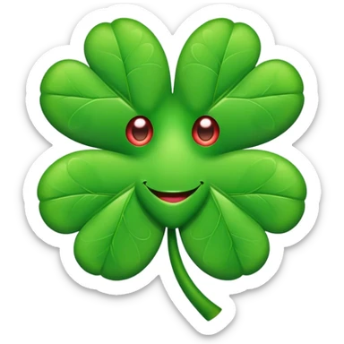 Four leaf clover with heart eyes as a face sticker