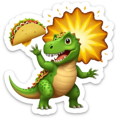Dinosaur farting out a explosion with a taco in hand  sticker