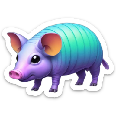 Vaporwave spotted cyan purple green orange gradient pig armadillo cow centipede insect sticker