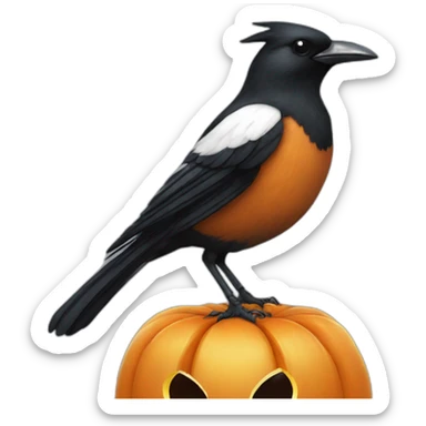 magpie on a jack o lantern sticker
