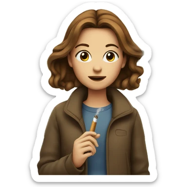 girl with brown hair outdoors smoking  sticker