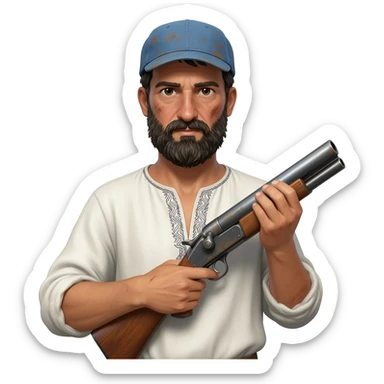 Greek fisherman with a shotgun sticker