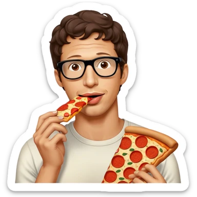 andy samberg eating pizza sticker