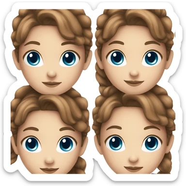 girl brown hair blue eyes smiling sticker