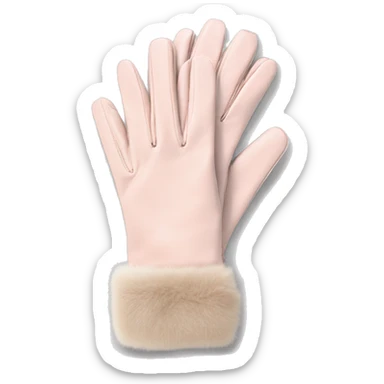 Pale blush pink gloves with beige fur cuff sticker