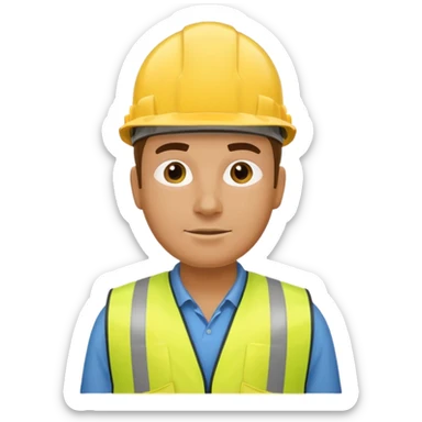 Construction worker in yellow hard hat and vest sticker