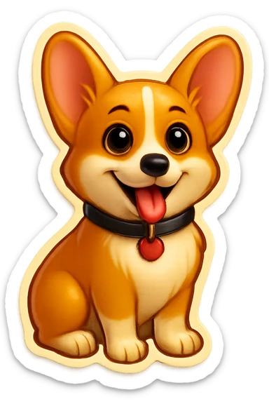 Change the corgi's face to match the reference image, keeping the slim, extra-cute, realistic emoji style, with no background. sticker