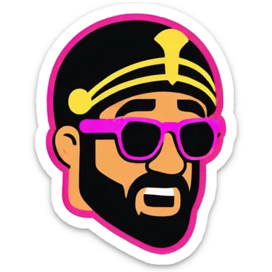 roman gladiator wearing modern neon racing sunglasses sticker