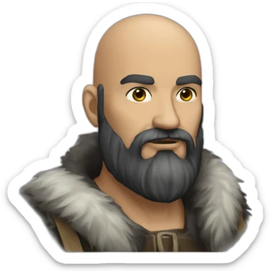 long black beard bald alaskan trader sticker